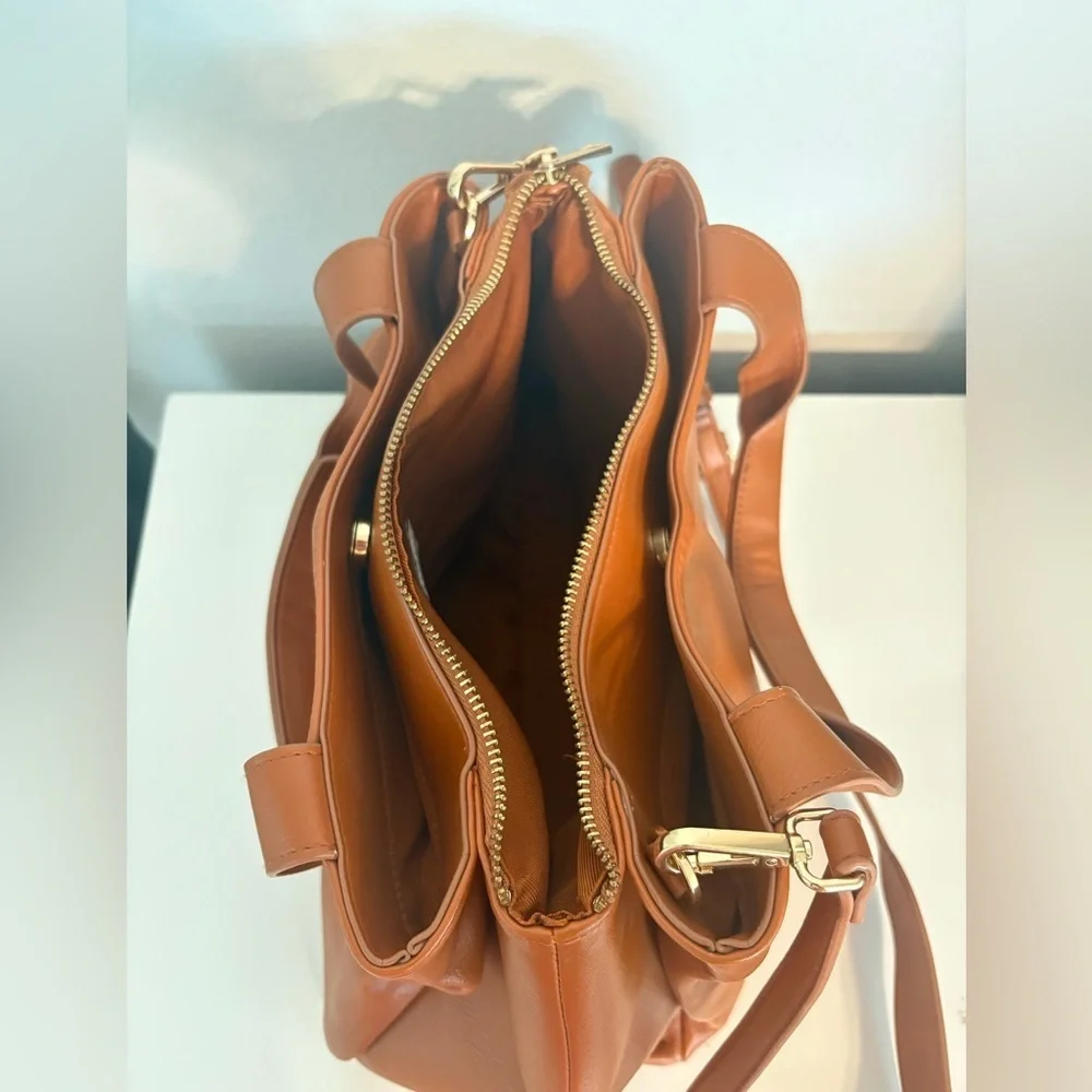 Faux Leather Work Tote Handbag - Picture 9 of 17